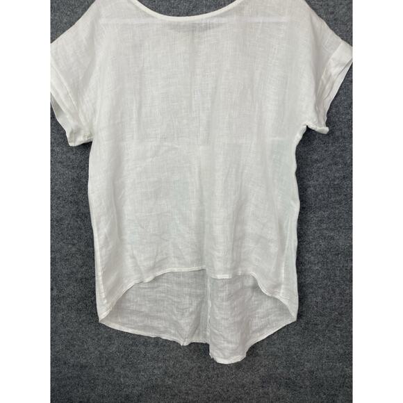 Tero Millennio 100% Linen Top White Women's Medium Boho, Lagon Look - Picture 3 of 13